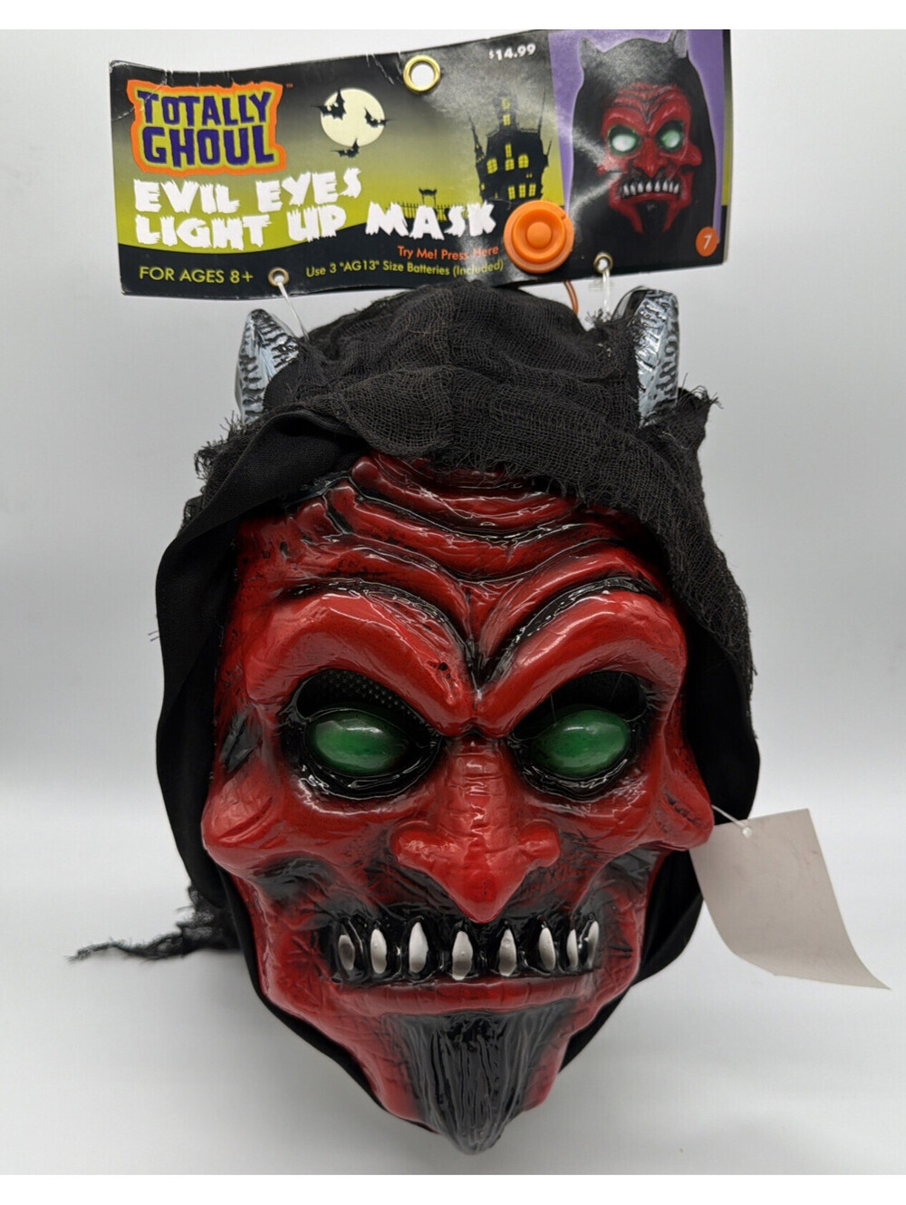 Evil Eyes Light up Demon Devil Satan Monster Mask Totally Ghoul Ages 8+ Works!